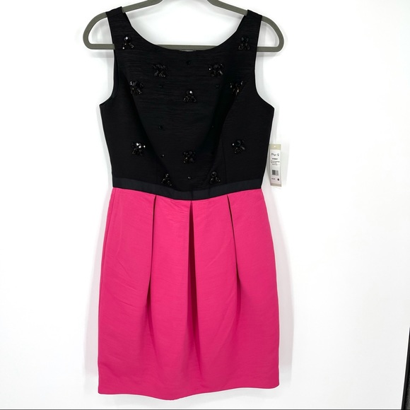 Eliza J sleeveless mini beaded pleated dress 8